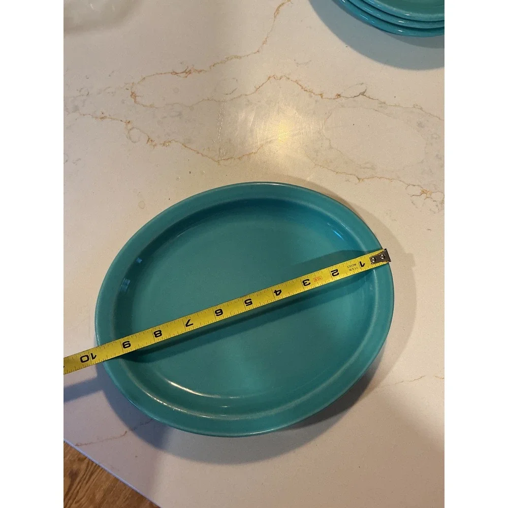 Homer Laughlin Turquoise Teal Oval Platter 9.5 Inch Ceramic Serving Plate